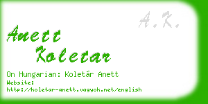 anett koletar business card